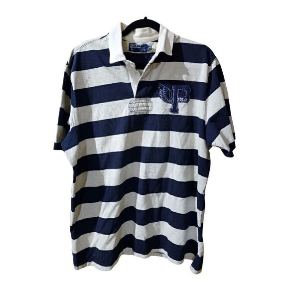 RALPH LAUREN POLO (Vintage) P-Wing Striper Polo Shirt - Size XL - Picture 1 of 6
